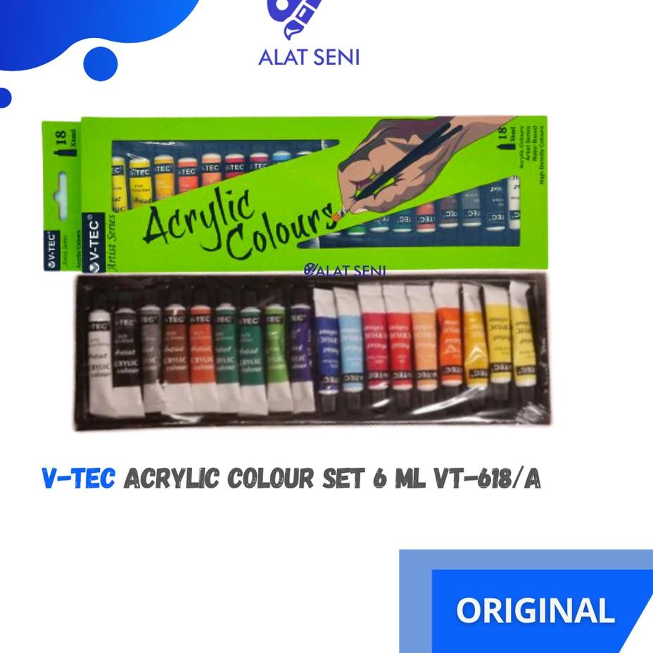 

Cat Akrilik / V-TEC ACRYLIC COLOURS 6 ML SET 18 / V-TEC CAT AKRILIK 18 WARNA / PAKET CAT AKRILIK ,,