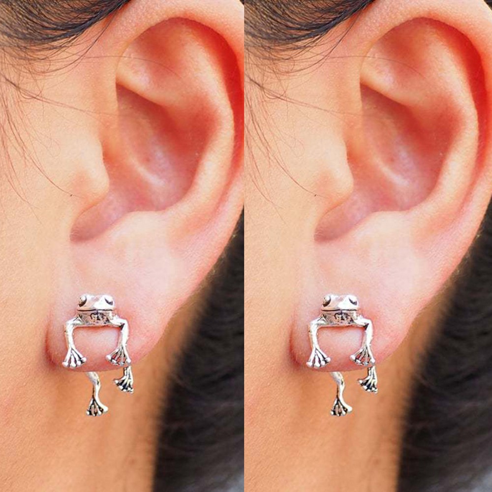 Mxbeauty Anting Stud Bentuk Katak Bahan Logam Warna-Warni Gaya Punk Korea Untuk Hadiah Ulang Tahun