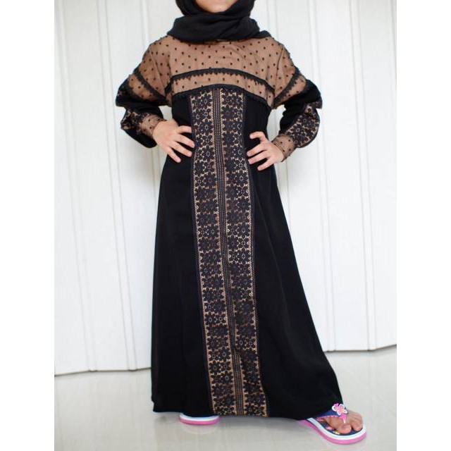 Exclusive Abaya Hitam Bahan Jatblack Kombinasi Brukat