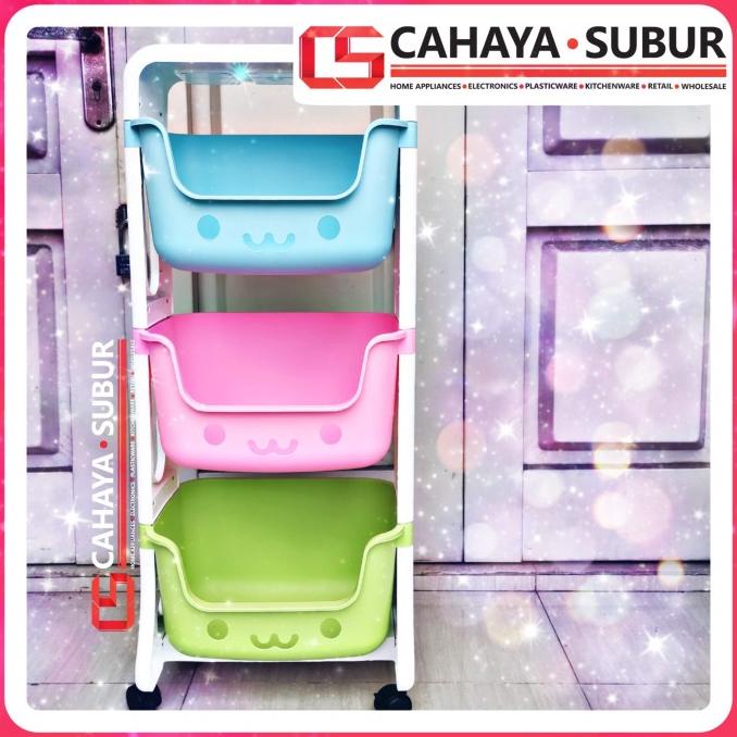 Rak Susun Roda Mainan Anak Rainbow Susun 3 Rak Susun Roda Multifungsi