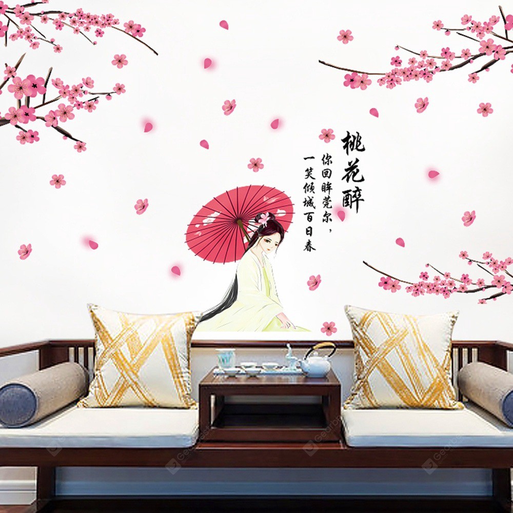 Albama - Stiker Dinding / Wall Sticker / Dekorasi Dinding / Wallstiker - Chinese Style Peach Flower