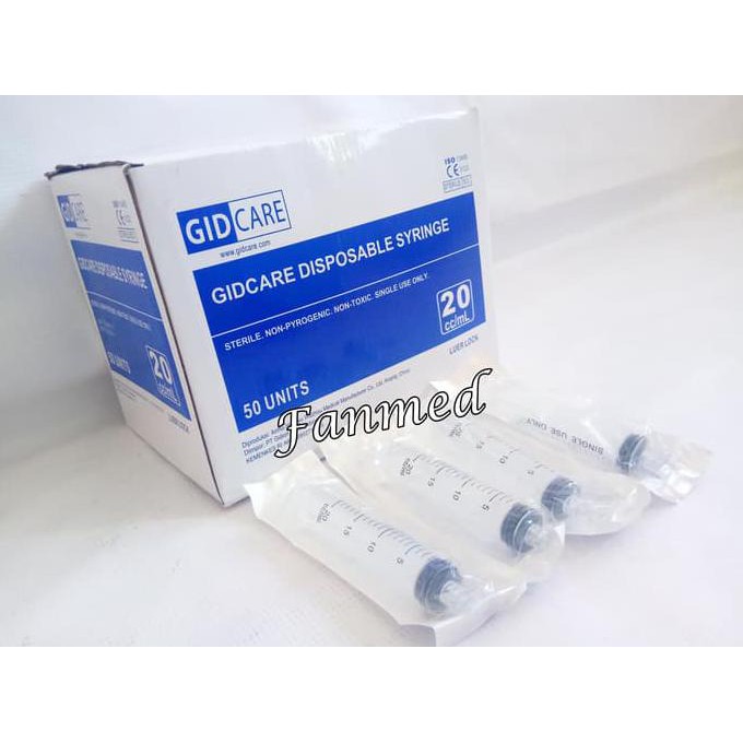 Alat Suntik Disposable Syringe Gidcare 20 cc Box Tanpa Jarum Gid Care