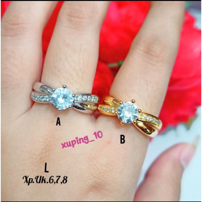 Cincin Dewasa permata zircon Gold&amp;Silver,perhiasan emas korea tidak karat *COD*