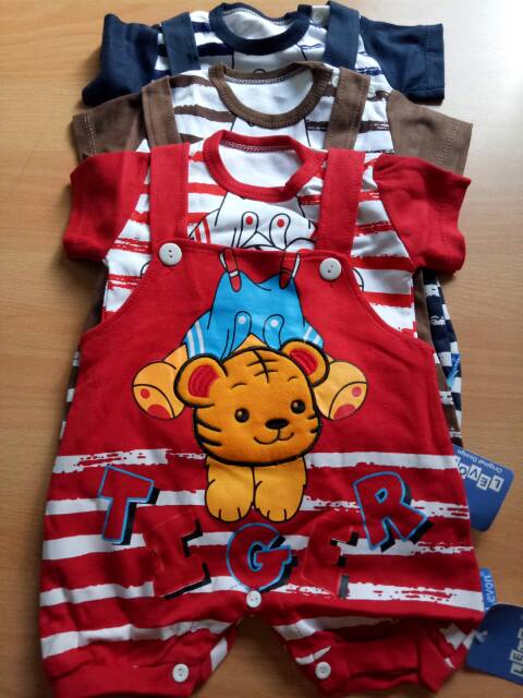 Baju jumper overall baju kodok 2pcs karakter tiger