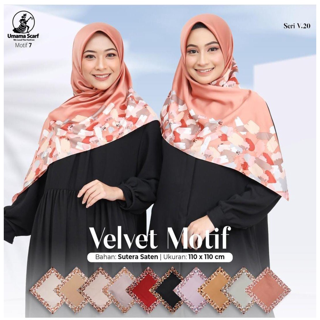 Segiempat Motif Hijab SILK OLIVIA MOTIF UMAMA 110x110 Butter Silk Velvet Motif-V.20 Motif 7