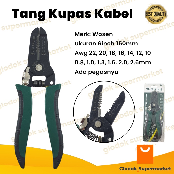 Tang Pengupas Potong Kulit Kabel 6 inch Wire Stripper Alat Kupas Cable Wosen 150mm