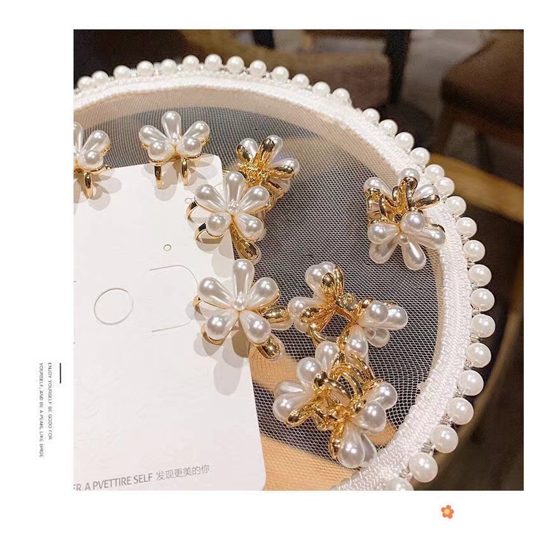 Jepit Mini Rambut Elegan Motif Mutiara Bunga Daisy Korean Style Import