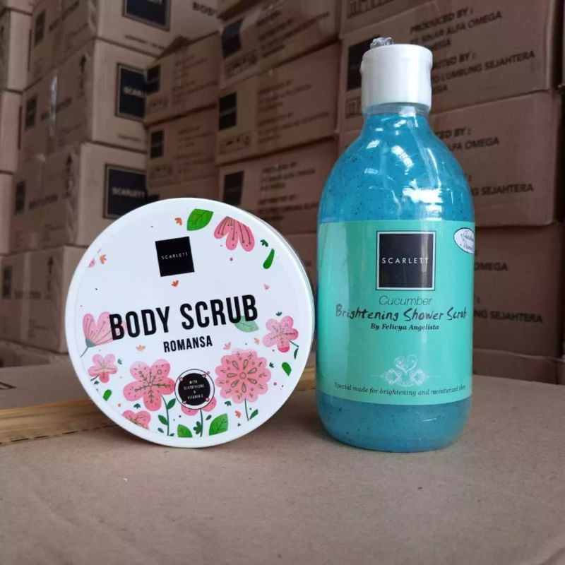 PAKET SCARLETT 2IN1 ORIGINAL BODY SCRUB DAN BODY SHOWER PEMUTIH KULIT BPOM