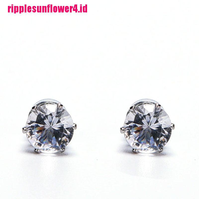 1 Pasang Anting Magnet Kristal Hitam Bening Untuk Unisex