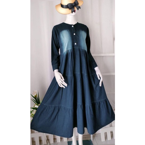 midi dress Jeans / Gamis jeans busui/