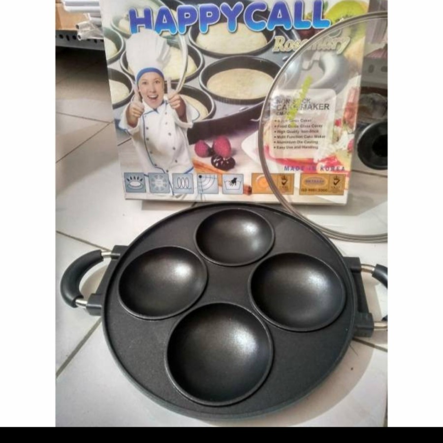 HAPPYCALL CETAKAN SERABI 4 LUBANG + TUTUP KACA