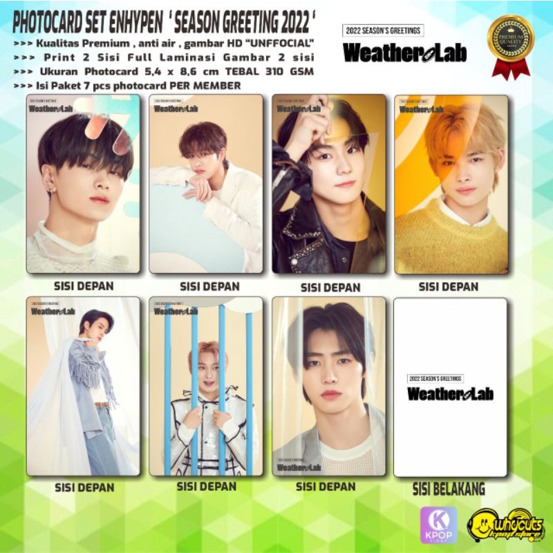 PHOTOCARD SET PC PREMIUM ENHYPEN // SEASON GREETING 2022 // Dua sisi full laminasi