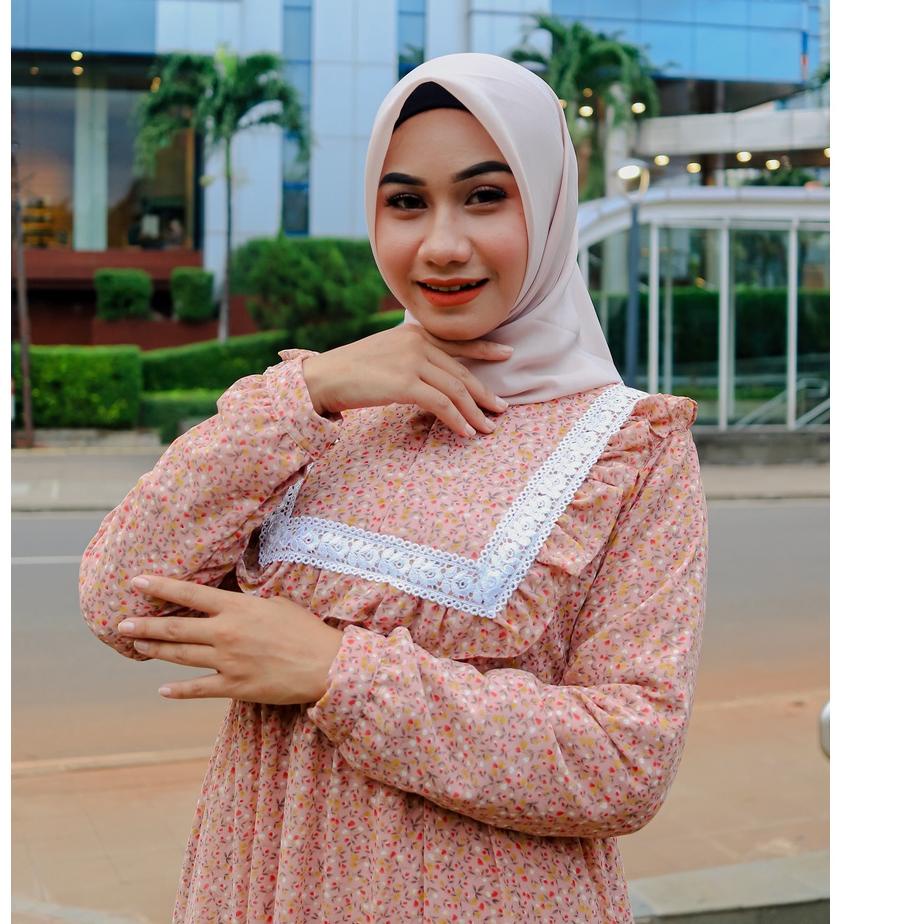 [PRODUK JJPRB] Nura Collection Official - Nuriel Shop - Baju Gamis Wanita - Gamis Bahan Ceruty - Lal