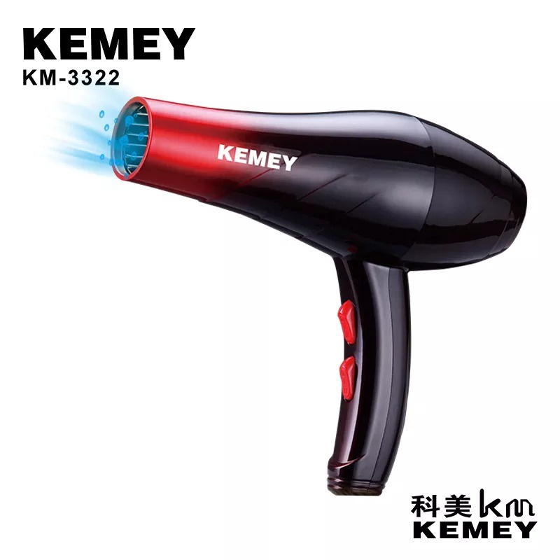 Kemey KM-3322 Hair Dryer Pengering Rambut 3 In 1 Strong Power
