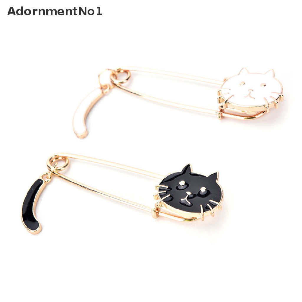 (AdornmentNo1) Bros Pin Bentuk Kucing Hitam Putih Untuk Wanita