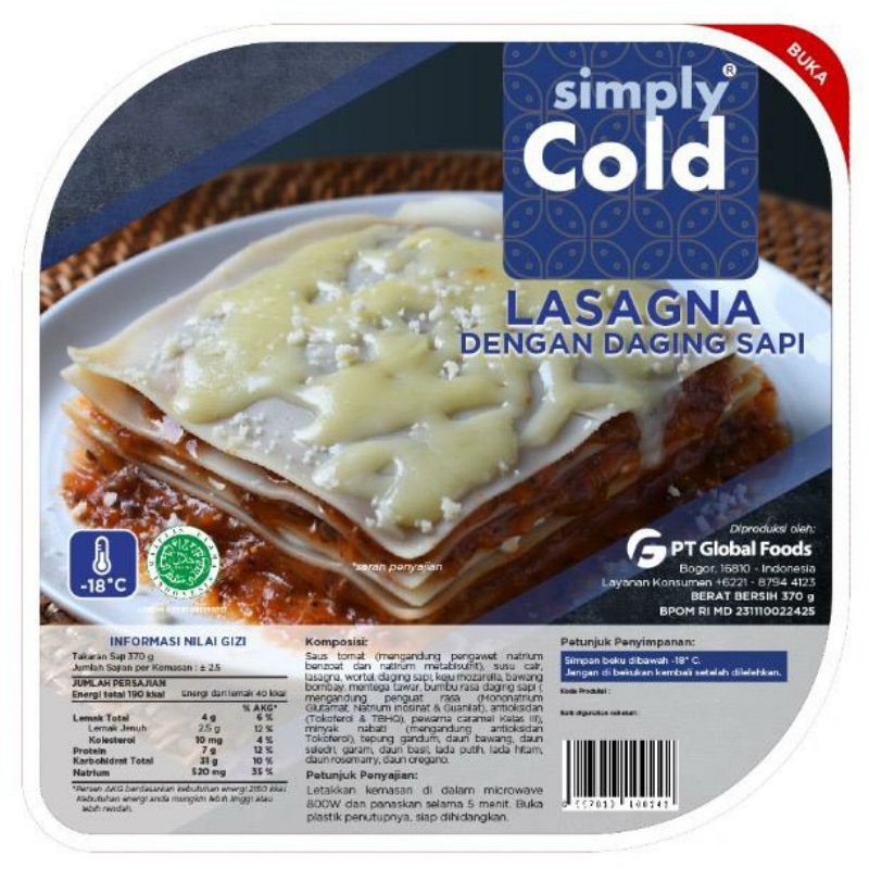 

Lasagna dengan Daging Sapi MAKANAN BEKU