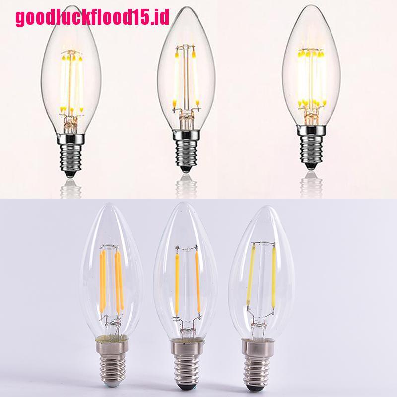 {LUCKID}LED Bulb Spotlight 2W/4W/6W E14 COB Candle/Flame Tip C35 Filament Glass Lamp