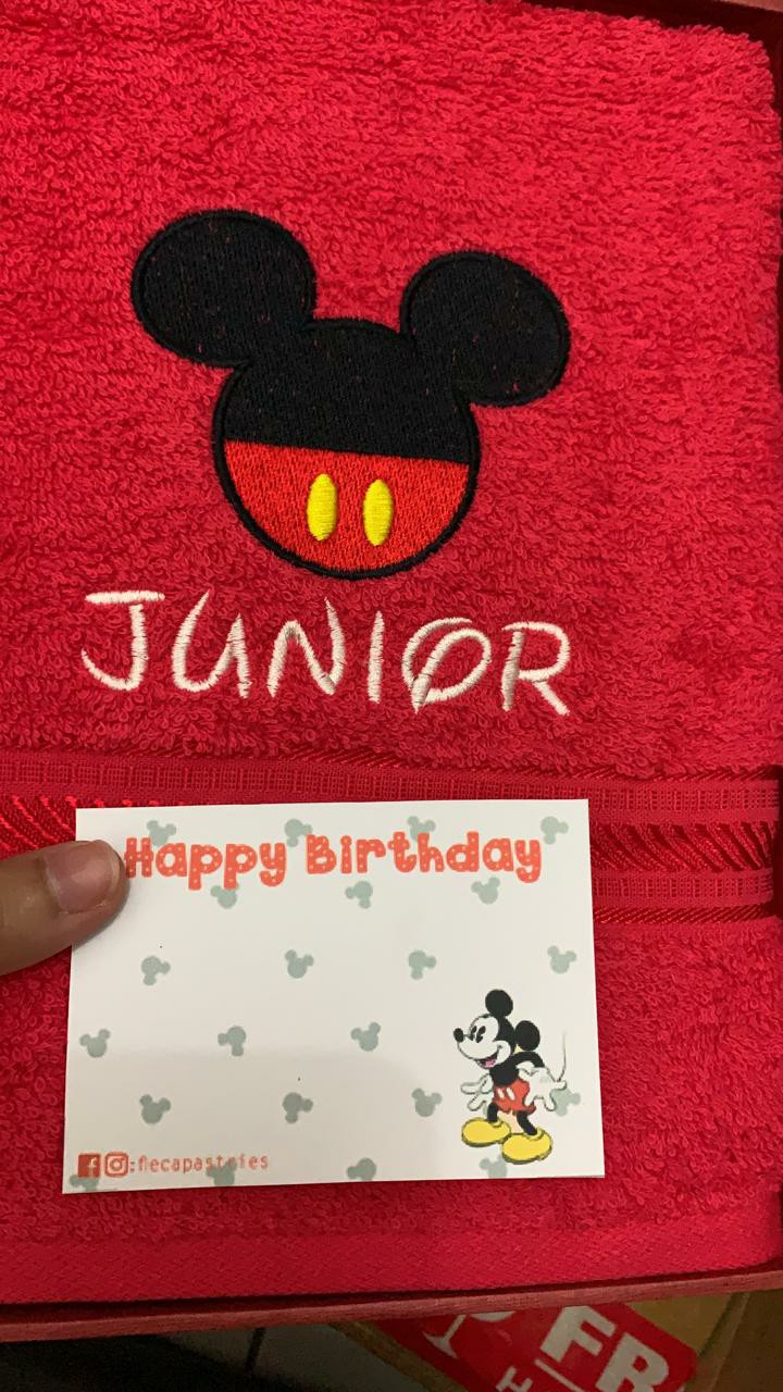 Hampers Handuk Unicorn Minnie Mickey Mouse Doraemon Bordir Nama Kado Ultah Souvenir Anak Custom