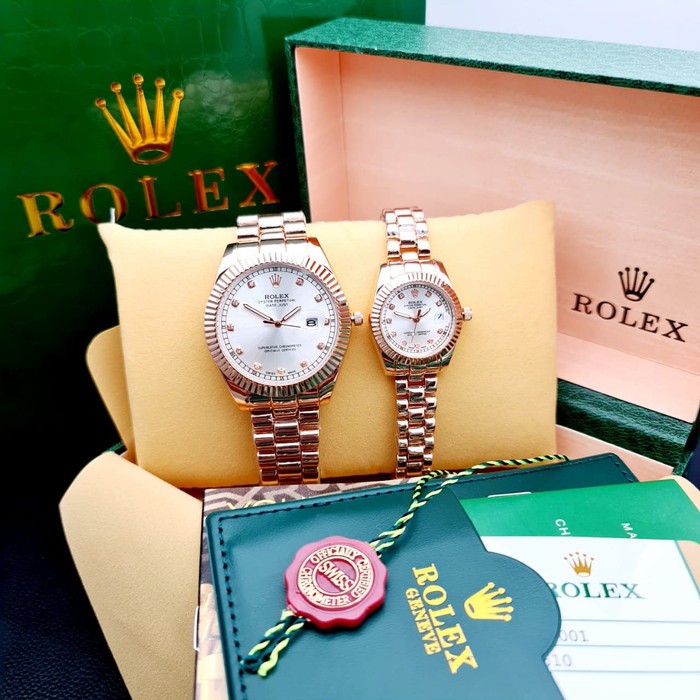 JAM TANGAN ROLEX COUPLE OYSTER DATE RANTAI | ROSEGOLD |