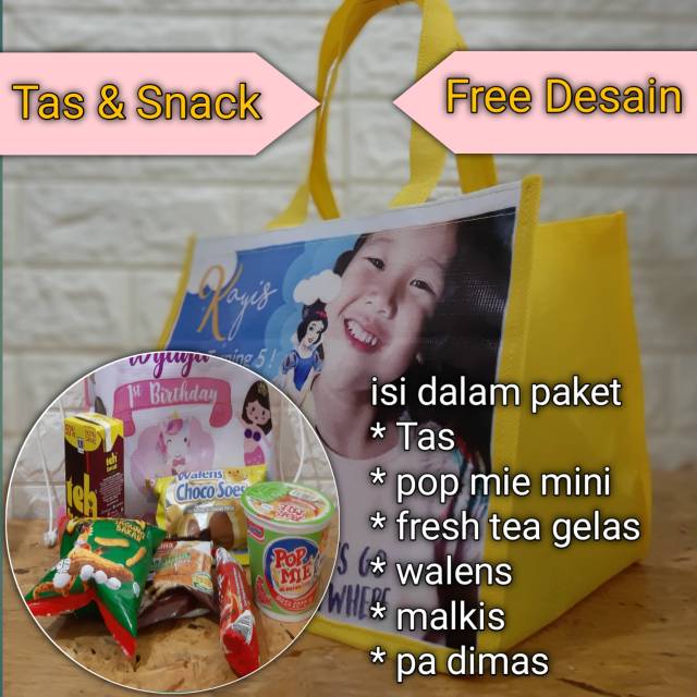 

Paket Tas ulang tahun beserta snacknya