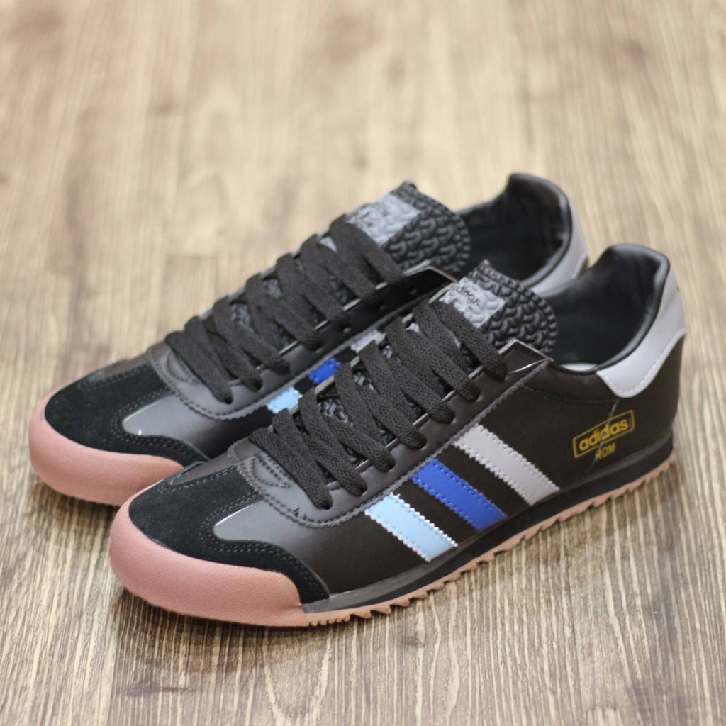 Sepatu Adidas Rom Adidas Casual Pria Classic Sneakers Hitam Biru
