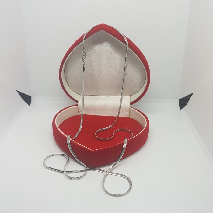 kalung belut gepeng 2.5 ml panjang 60.cm - besi putih asli ambon