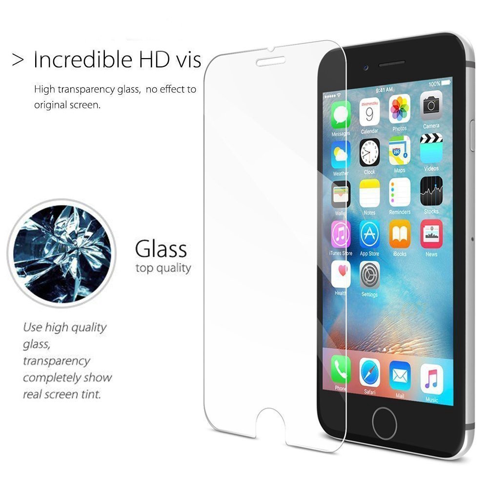 Tempered Glass Pelindung Layar 9H HD Anti Gores untuk iPhone 6 / 7 / 8 / 6S Plus