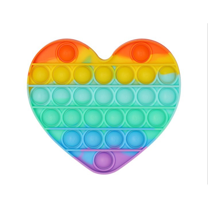 Oppolia Silikon Pop it Murah Rainbow Fidget Push Pop Its Fidget Toy Bubble Kids Push Unicorn Dino-Love Rainbow