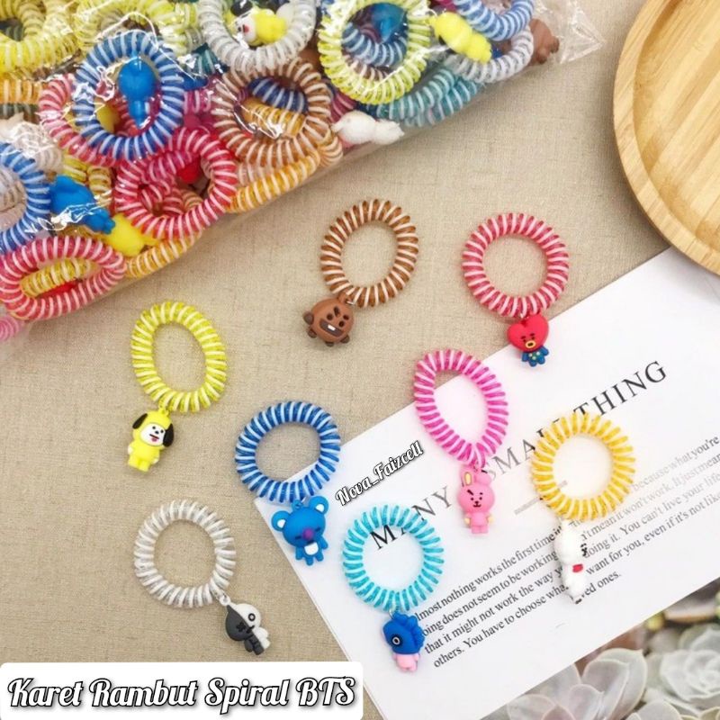 Karet Rambut Spiral B.T.S. Lapis Transparant Remaja dan Dewasa.