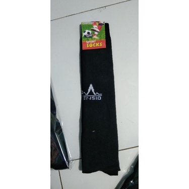 kaos kaki BOLA ( 1 lusin 12 pasang ) merk TENSIO  hitam POLOS panjang sepaha gambar 100% hasil japretan sendiri