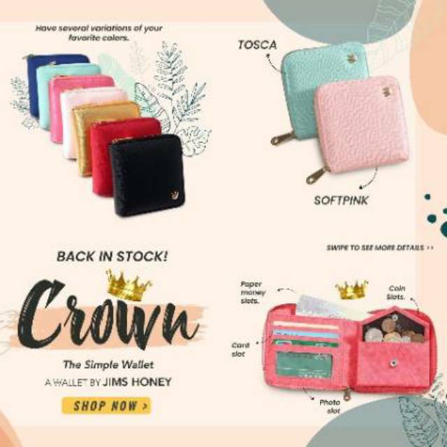 CROWN WALLET JIMS HONEY ORI DOMPET LIPAT WANITA IMPORT FASHION CEWE KOREA MURAH KERJA KULIAH
