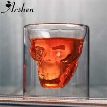 Arshen Gelas Kopi Skull Double Wall Mug 150ML-CY12