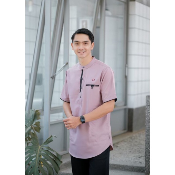 KEMEJA KOKO LENGAN PENDEK, KURTA PRIA LENGAN PENDEK KEMEJA KOKO ORIGINAL HABIB. KURTA LILAC