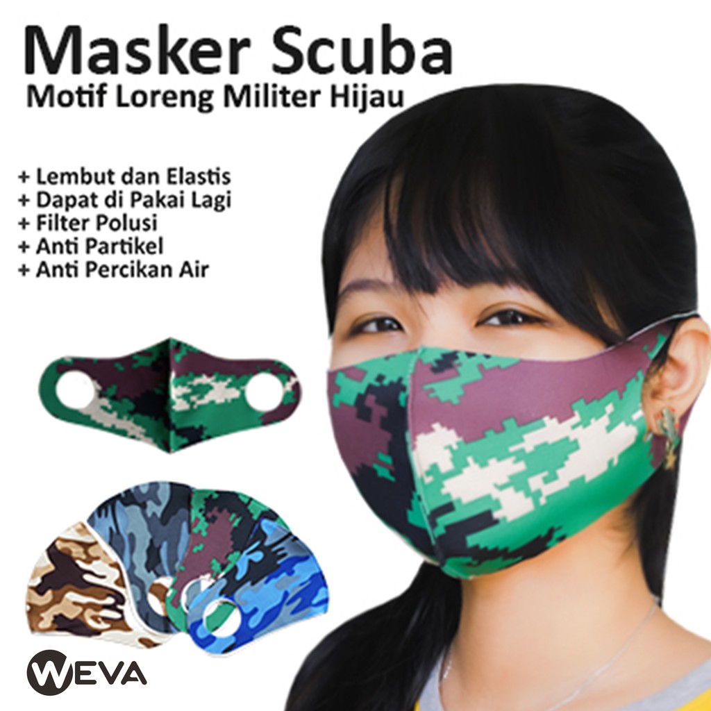 Masker scuba Motif Militer Fashion Korea Masker Non Medis Masker Kain Murah