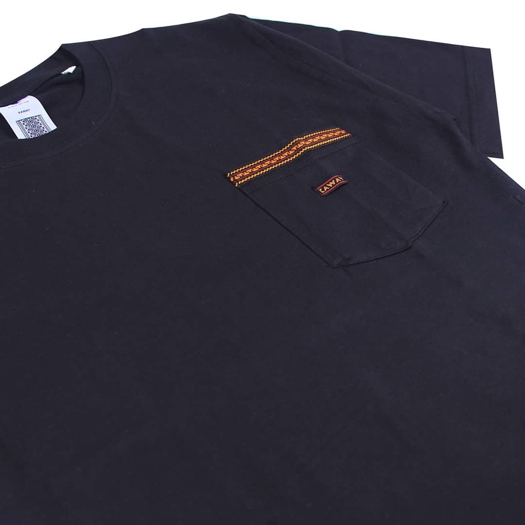 Kaway T-shirt Kaos POCKET WOVE TAPS BLACK