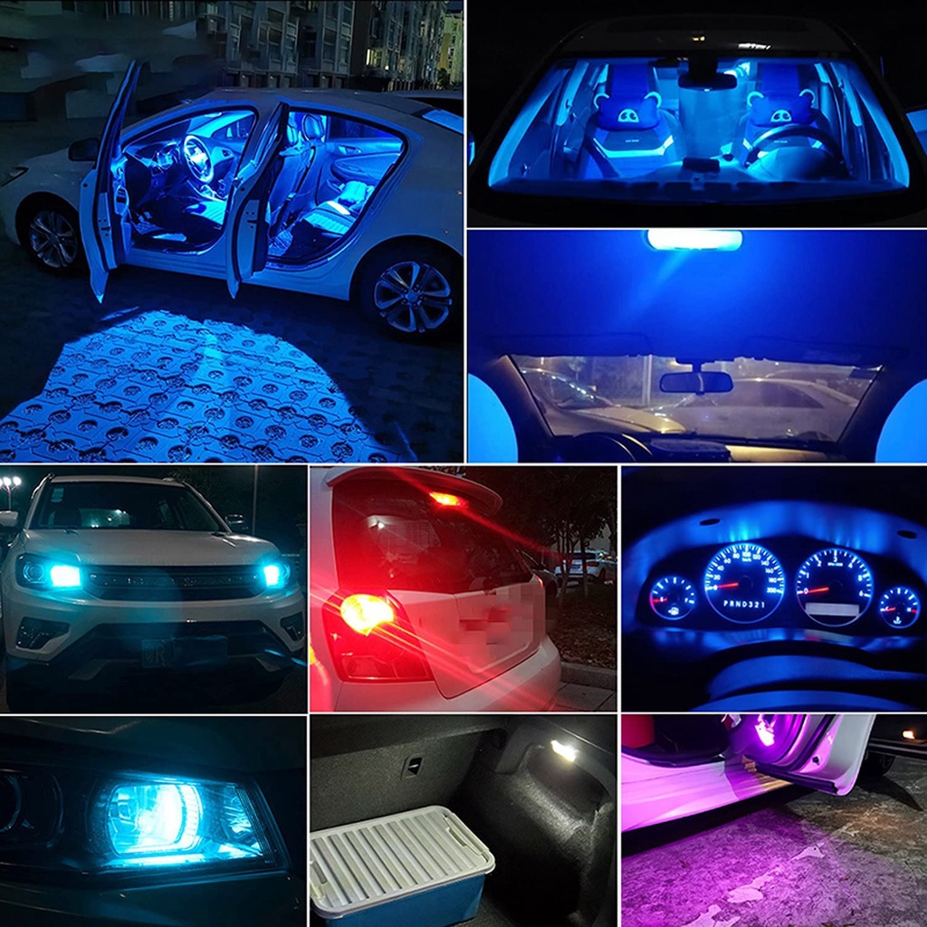 Super Terang 5buah w5w 194t10 Rumah Kaca led cob Lampu Mobil 6000k Putih Hijau Biru Merah wedge Plat Lampu Kubah Cahaya