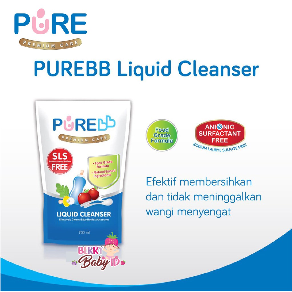 PureBB Liquid Cleanser 450 Ml Cairan Pencuci Botol Sayur Buah Pure BB Berry Mart