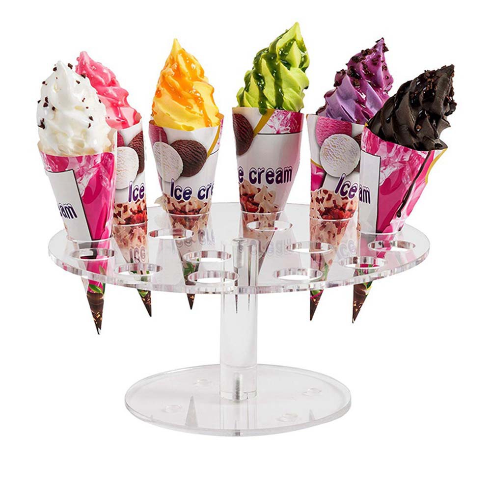 Stand Holder Display Es Krim Cone Bahan Akrilik Transparan Dapat Digunakan Kembali Untuk Pesta Pernikahan