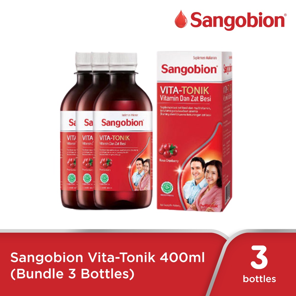 Sangobion Vita-Tonik 400ml [bundle 3 bottles] Vitamin dan Suplemen Zat Besi