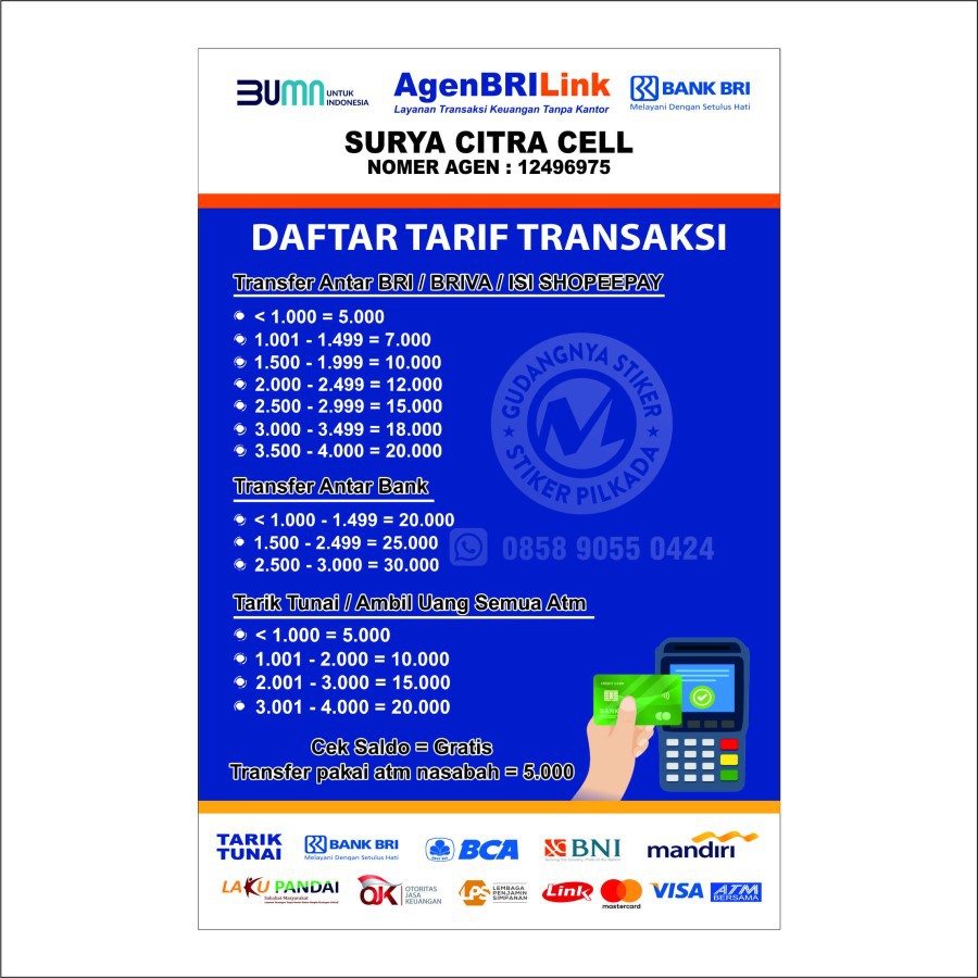 

STIKER VINYL TARIF TRANSAKSI