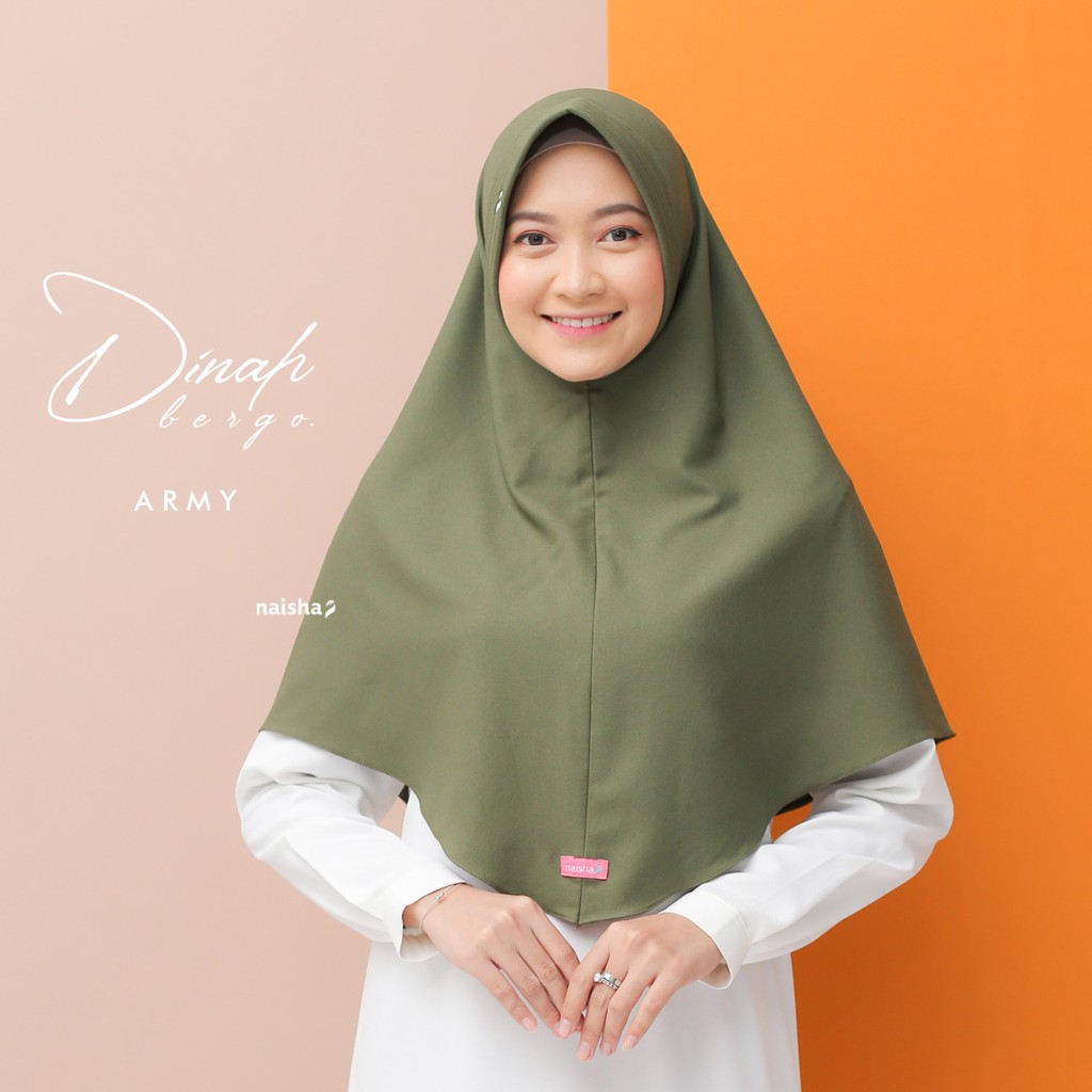 Naisha Official Dinah Bergo Pad Jilbab Instan Muslimah Syari-Hijau Tua