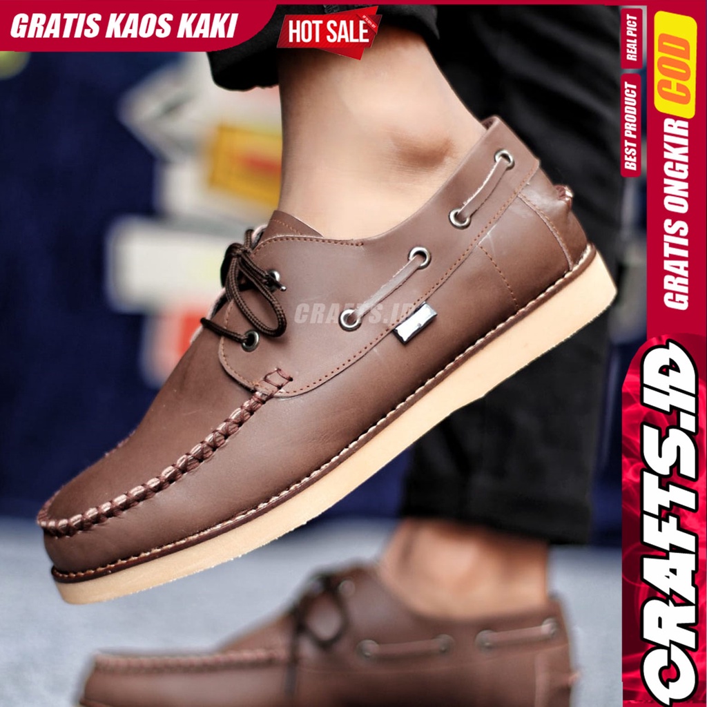 Sepatu Formal Casual Pria Kulit Asli Kerja Kantor Hitam DAVIS CRAFTS