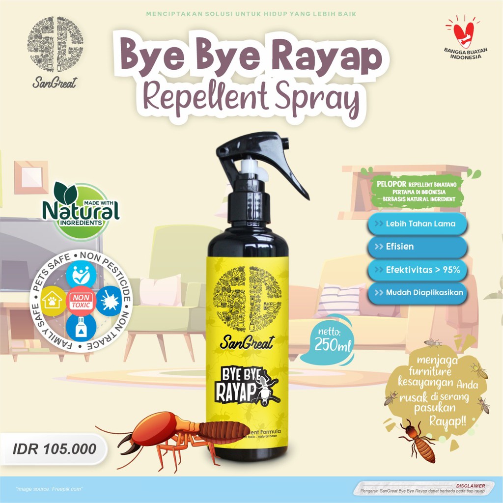 Semprotan anti rayap SanGreat Bye Bye Rayap anti rayap pengusir rayap spray 250 ml non pestisida