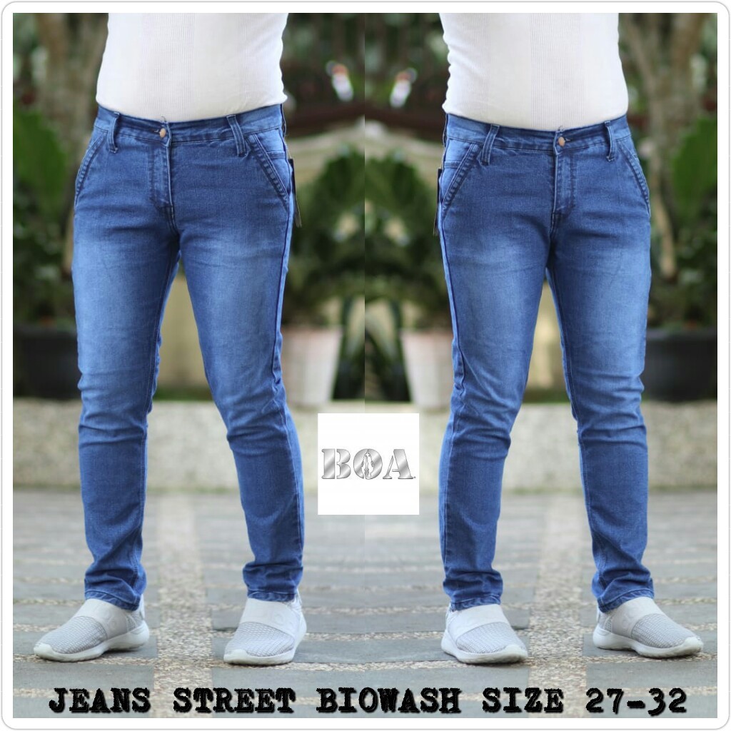 Celana Jeans Pria Skinny Biker Motor Ripped Knee Rips Sobek Robek Black Denim Streact Berkualitas S0