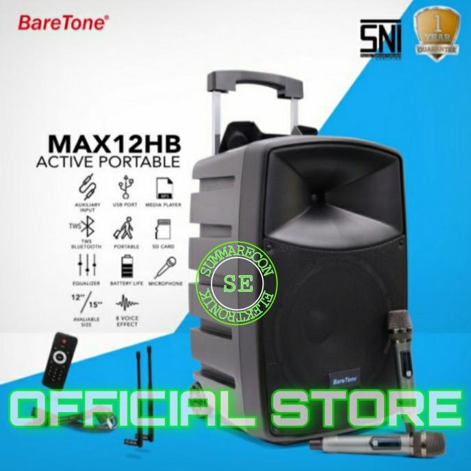 Speaker Portable Baretone 12 Inch Original Max12Hb Bluetooth Ysaniaa