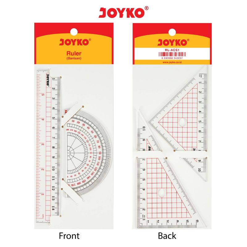 

Acrylic Ruler Set / Pengaris / Busur Joyko RL-ACS1 / 1 SET 4 PCS