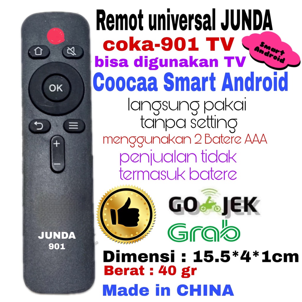 REMOTE REMOT JUNDA 901 COCOK DI TV LED COOCAA SMART TV ANDROID SEPERTI ORIGINAL REMOTE SANKEN SKYWWORTH