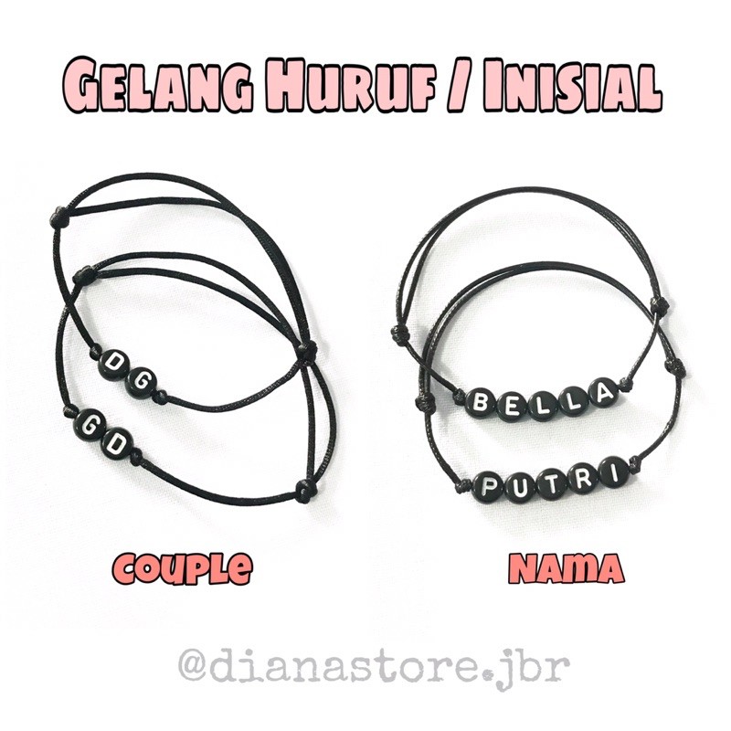 Gelang Inisial / Gelang Tali Korea / Gelang tali satin / Gelang Nama