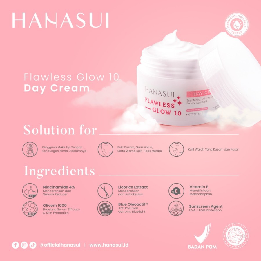 HANASUI FLAWLESS GLOW DAY CREAM - 15GR