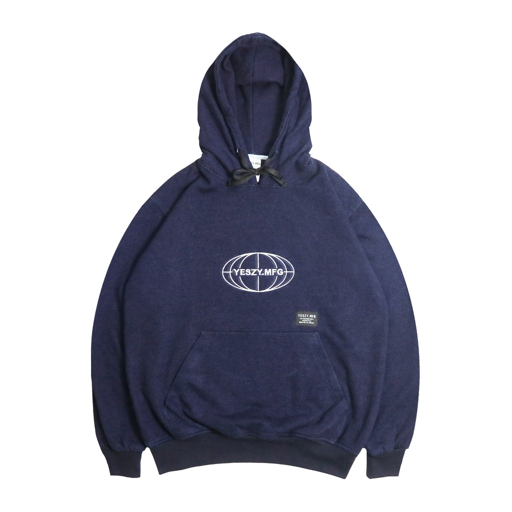 YESZY.MFG Hoodie Navy Tone Globe Embroidery